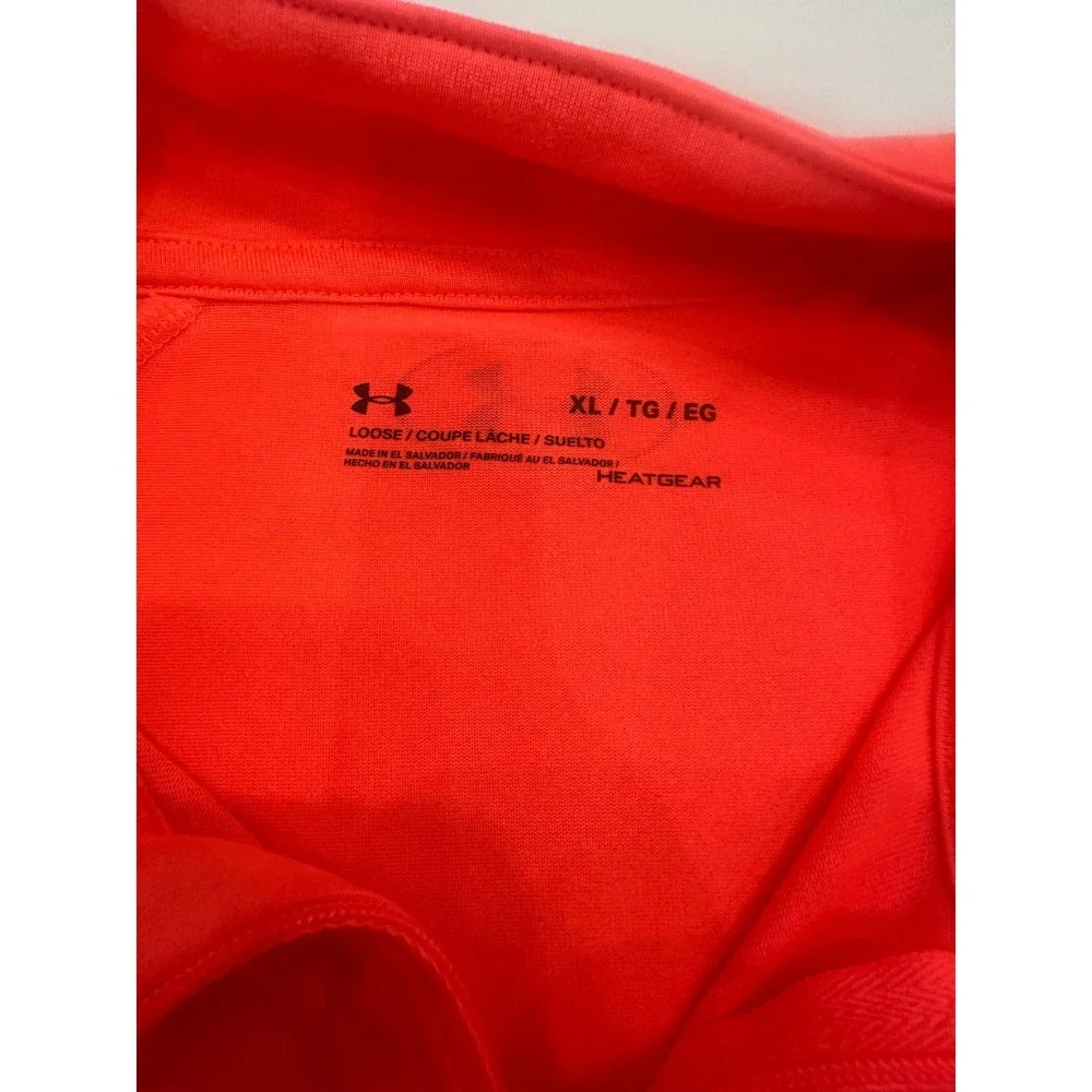 Under Armour HeatGear Womens XL Neon Orange Coral Quarter Zip Pullover Top